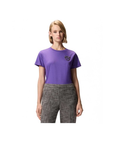 PINKO T-SHIRT CON RICAMO LOVO LOVE BIRDS N CRISTALLI  VIOLA 103320 225