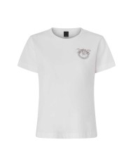 PINKO T-SHIRT CON RICAMO LOVO LOVE BIRDS N CRISTALLI  BIANCO 103320 225