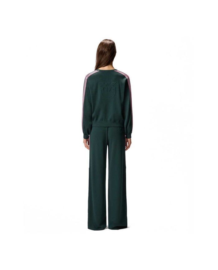 PINKO FELPA SPORTY CON LOGO LOVE BIRDS VERDE CRISALIDE 105392 225