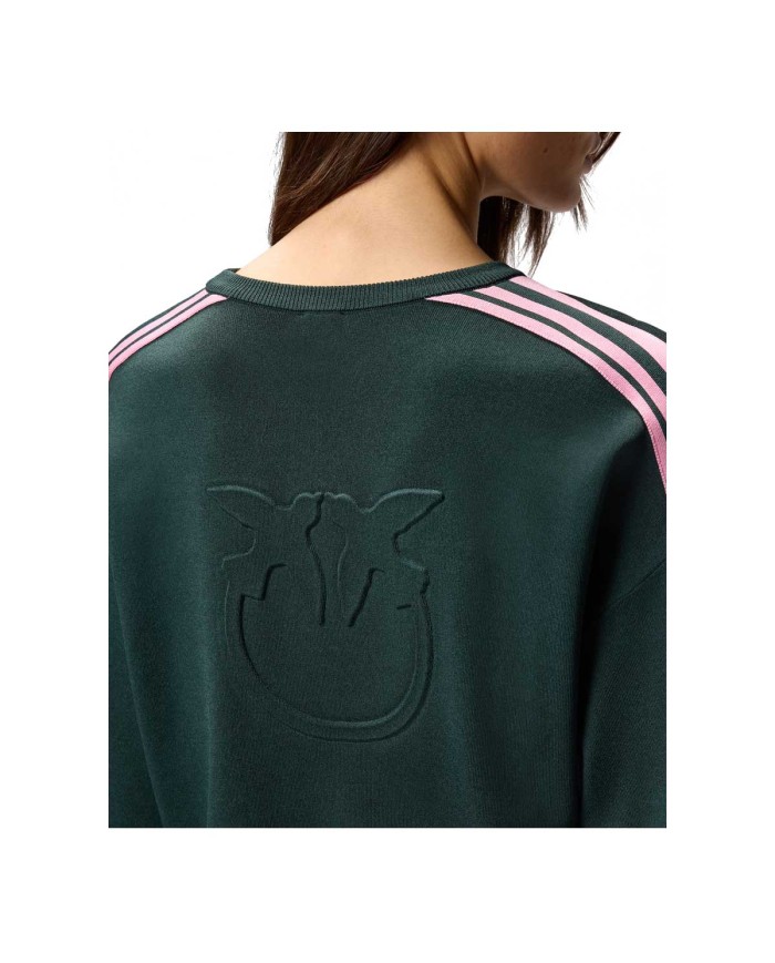 PINKO FELPA SPORTY CON LOGO LOVE BIRDS VERDE CRISALIDE 105392 225