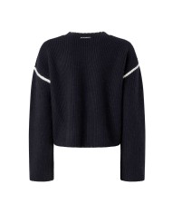 PINKO MAGLIONE GIROCOLLO CON RICAMI GIOIELLO BLU/BIANCO 105397 225