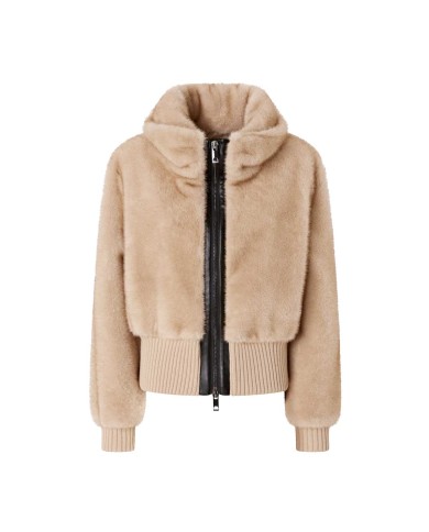 PINKO BOMBER IN TESSUTO EFFETO PELLICCIA BEIGE/CHIARO DI LUNA 105399 225
