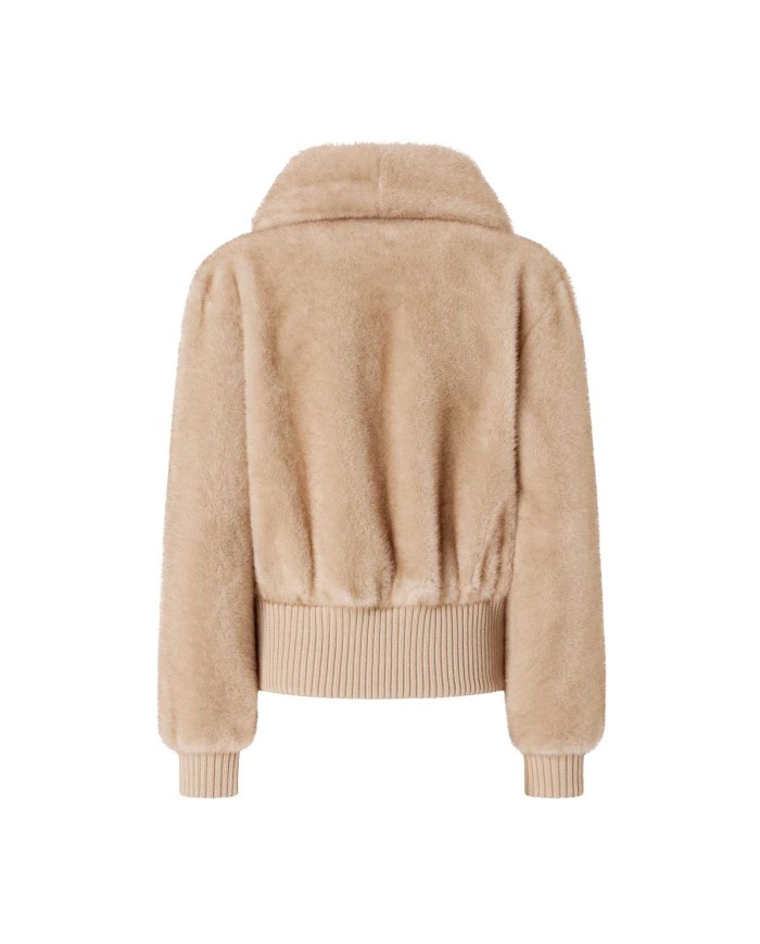PINKO BOMBER IN TESSUTO EFFETO PELLICCIA BEIGE/CHIARO DI LUNA 105399 225