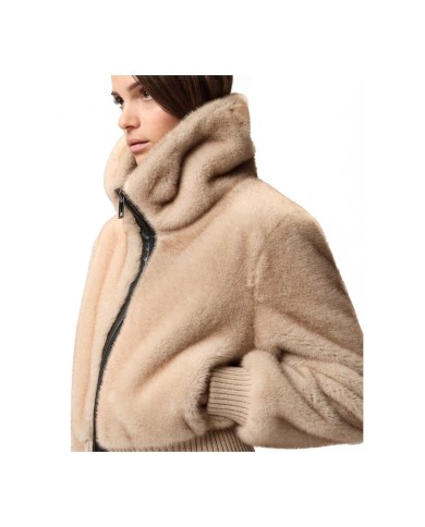 PINKO BOMBER IN TESSUTO EFFETO PELLICCIA BEIGE/CHIARO DI LUNA 105399 225