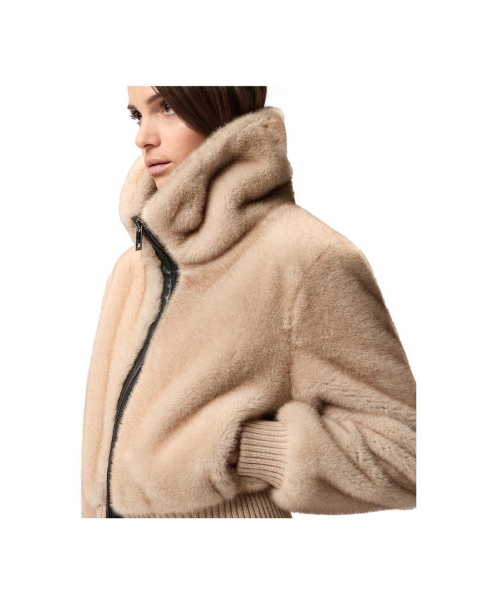 PINKO BOMBER IN TESSUTO EFFETO PELLICCIA BEIGE/CHIARO DI LUNA 105399 225