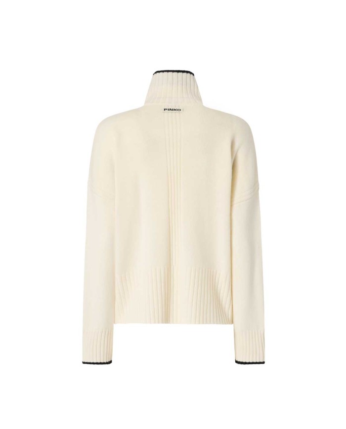 PINKO DOLCEVITA IN MAGLIA LANA MERINOS BIANCO MERINGA 105446 225