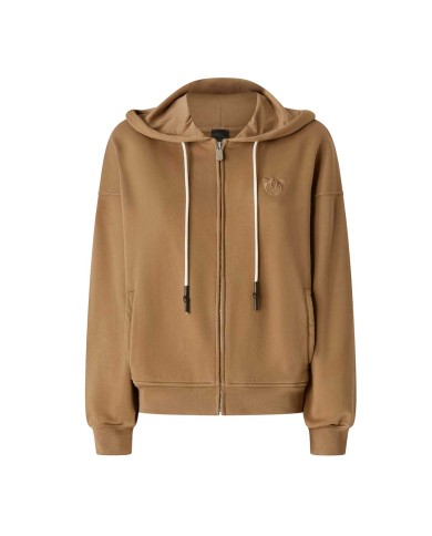 PINKO FELPA CON ZIP E CAPPUCCIO MARRONE/CAFFE LIQUOROSO