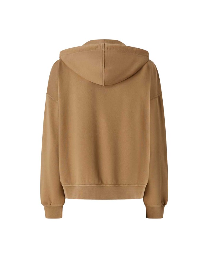 PINKO FELPA CON ZIP E CAPPUCCIO MARRONE/CAFFE LIQUOROSO