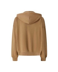 PINKO FELPA CON ZIP E CAPPUCCIO MARRONE/CAFFE LIQUOROSO