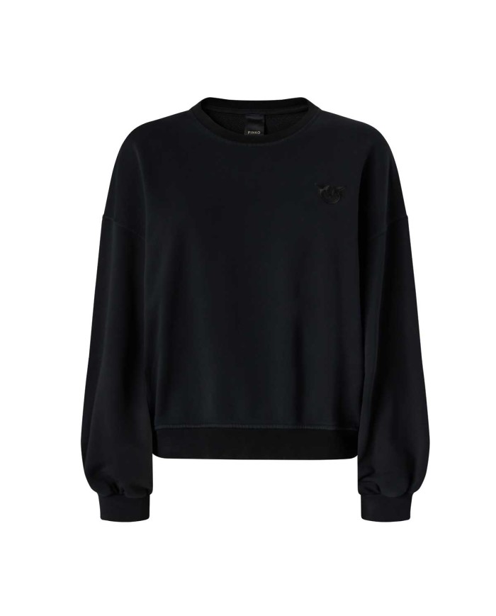 PINKO FELPA RICAMO LOVE BIRDS NERO LIMOUSINE 105510 225