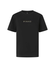 PINKO T-SHIRT LOGO STRASS NERO LIMOUSINE 105526 225