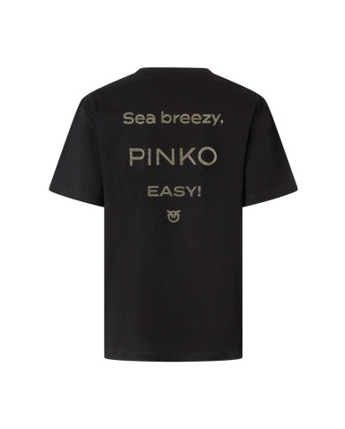 PINKO T-SHIRT LOGO STRASS NERO LIMOUSINE 105526 225