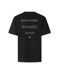 PINKO T-SHIRT LOGO STRASS NERO LIMOUSINE 105526 225