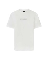 PINKO T-SHIRT LOGO STRASS BIANCO/BIANCANEVE 105526 225