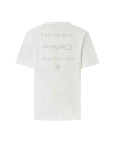 PINKO T-SHIRT LOGO STRASS BIANCO/BIANCANEVE 105526 225