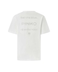PINKO T-SHIRT LOGO STRASS BIANCO/BIANCANEVE 105526 225