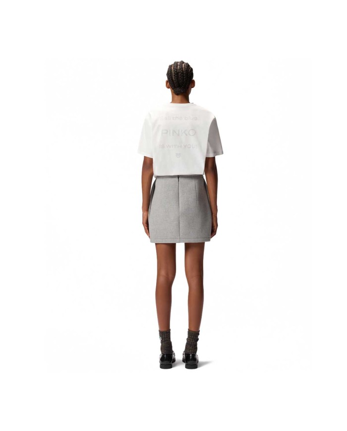 PINKO T-SHIRT LOGO STRASS BIANCO/BIANCANEVE 105526 225