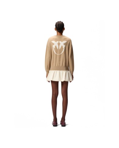 PINKO MAGLIONE CON MAXI LOGO LOVE BIRDS CAMMELLO/BIANCO 105561 225