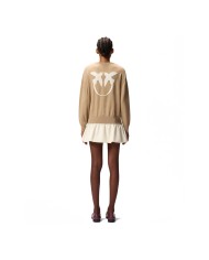 PINKO MAGLIONE CON MAXI LOGO LOVE BIRDS CAMMELLO/BIANCO 105561 225