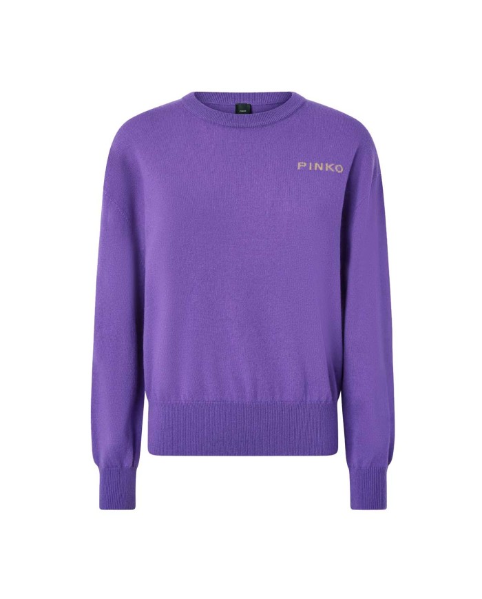 PINKO MAGLIONE CON MAXI LOGO LOVE BIRDS VIOLA/CAMMELLO 105561 225