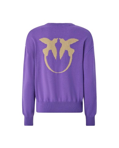 PINKO MAGLIONE CON MAXI LOGO LOVE BIRDS VIOLA/CAMMELLO 105561 225