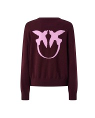 PINKO MAGLIONE CON MAXI LOGO LOVE BIRDS VINO/ROSA 105561 225