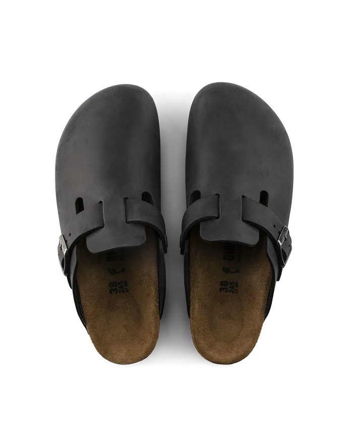 BIRKENSTOCK SANDALO SABOT UNISEX BLACK OILED LEATHER 059463 CO