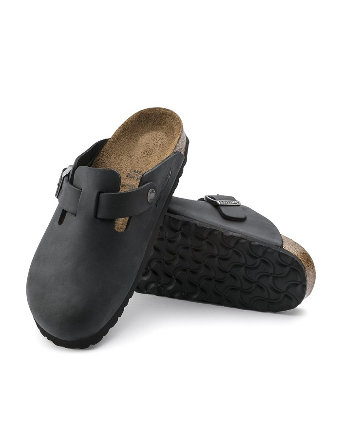 BIRKENSTOCK SANDALO SABOT UNISEX BLACK OILED LEATHER 059463 CO