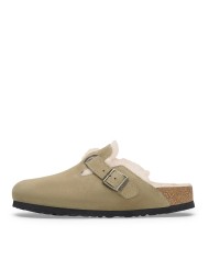 BIRKENSTOCK SANDALO SABOT UNISEX BOSTON SHEARLING PELLICCIA AGNELLO TAUPE 1028299 CO