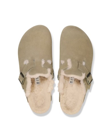 BIRKENSTOCK SANDALO SABOT UNISEX BOSTON SHEARLING PELLICCIA AGNELLO TAUPE 1028299 CO