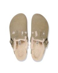 BIRKENSTOCK SANDALO SABOT UNISEX BOSTON SHEARLING PELLICCIA AGNELLO TAUPE 1028299 CO