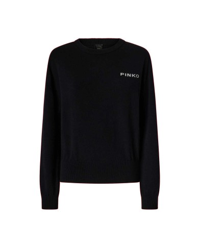 PINKO MAGLIONE CON MAXI LOGO LOVE BIRDS NERO/BIANCO 105561 225