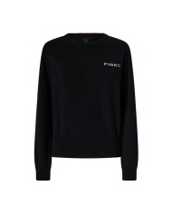 PINKO MAGLIONE CON MAXI LOGO LOVE BIRDS NERO/BIANCO 105561 225