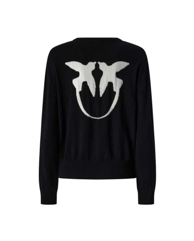 PINKO MAGLIONE CON MAXI LOGO LOVE BIRDS NERO/BIANCO 105561 225