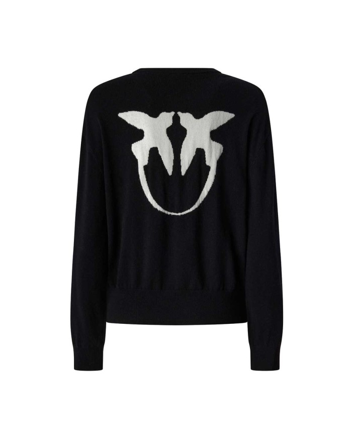 PINKO MAGLIONE CON MAXI LOGO LOVE BIRDS NERO/BIANCO 105561 225