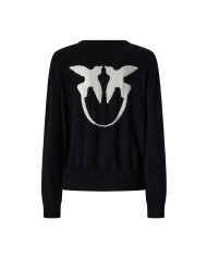 PINKO MAGLIONE CON MAXI LOGO LOVE BIRDS NERO/BIANCO 105561 225