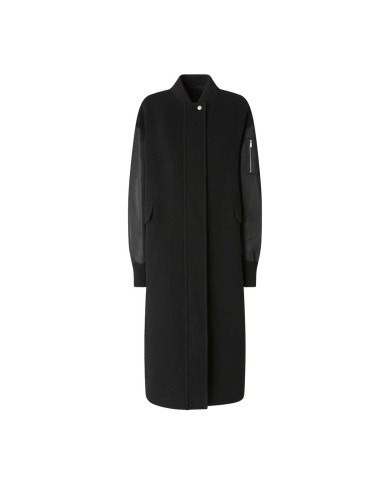 PINKO CAPPOTTO LUNGO IN PANNO E SATIN NERO LIMOUSINE 105640 225