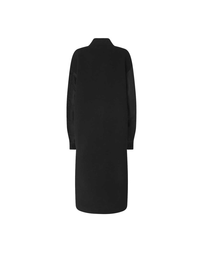 PINKO CAPPOTTO LUNGO IN PANNO E SATIN NERO LIMOUSINE 105640 225