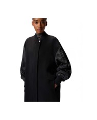 PINKO CAPPOTTO LUNGO IN PANNO E SATIN NERO LIMOUSINE 105640 225