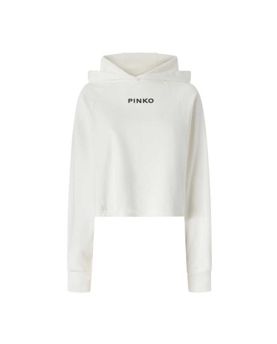PINKO FELPA CROPPED CON RICAMO BIANCO LATTE DI COCCO 105726 225