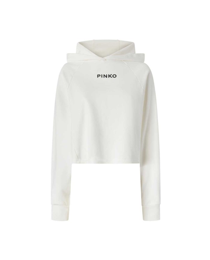 PINKO FELPA CROPPED CON RICAMO BIANCO LATTE DI COCCO 105726 225