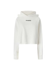 PINKO FELPA CROPPED CON RICAMO BIANCO LATTE DI COCCO 105726 225