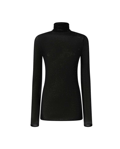 PINKO MAGLIA ADERENTE A COLLO ALTO CON MICRO PAILETTES NERO LIMOUSINE 105821 225