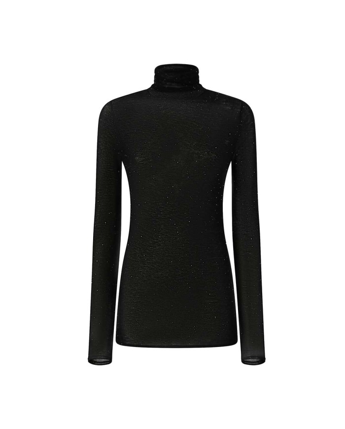 PINKO MAGLIA ADERENTE A COLLO ALTO CON MICRO PAILETTES NERO LIMOUSINE 105821 225
