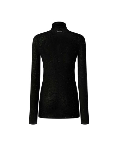 PINKO MAGLIA ADERENTE A COLLO ALTO CON MICRO PAILETTES NERO LIMOUSINE 105821 225