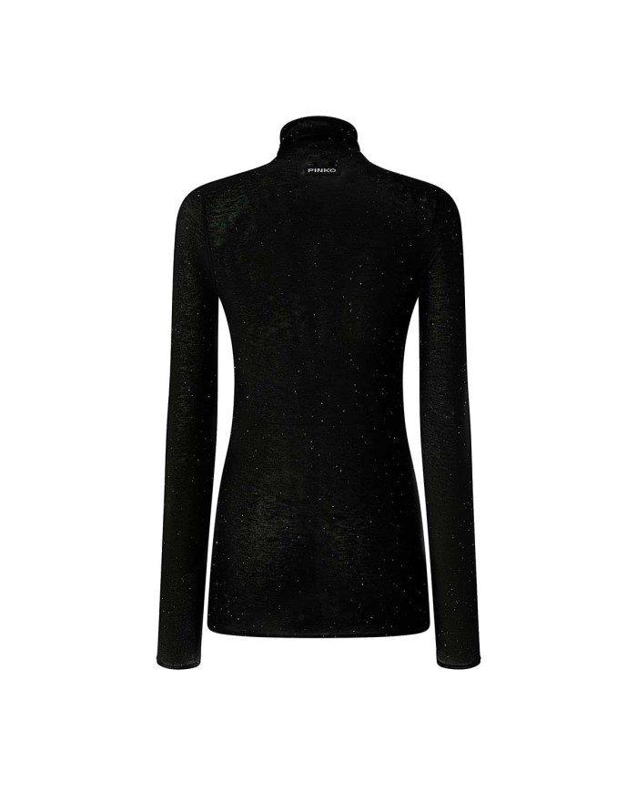 PINKO MAGLIA ADERENTE A COLLO ALTO CON MICRO PAILETTES NERO LIMOUSINE 105821 225
