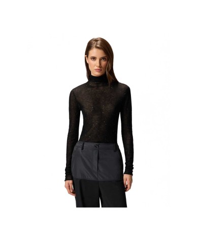 PINKO MAGLIA ADERENTE A COLLO ALTO CON MICRO PAILETTES NERO LIMOUSINE 105821 225