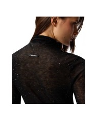 PINKO MAGLIA ADERENTE A COLLO ALTO CON MICRO PAILETTES NERO LIMOUSINE 105821 225