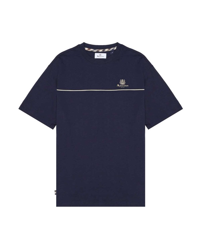 AQUASCUTUM PIPING LOGO T-SHIRT NAVY AA-005-TS001 225