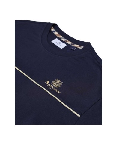 AQUASCUTUM PIPING LOGO T-SHIRT NAVY AA-005-TS001 225
